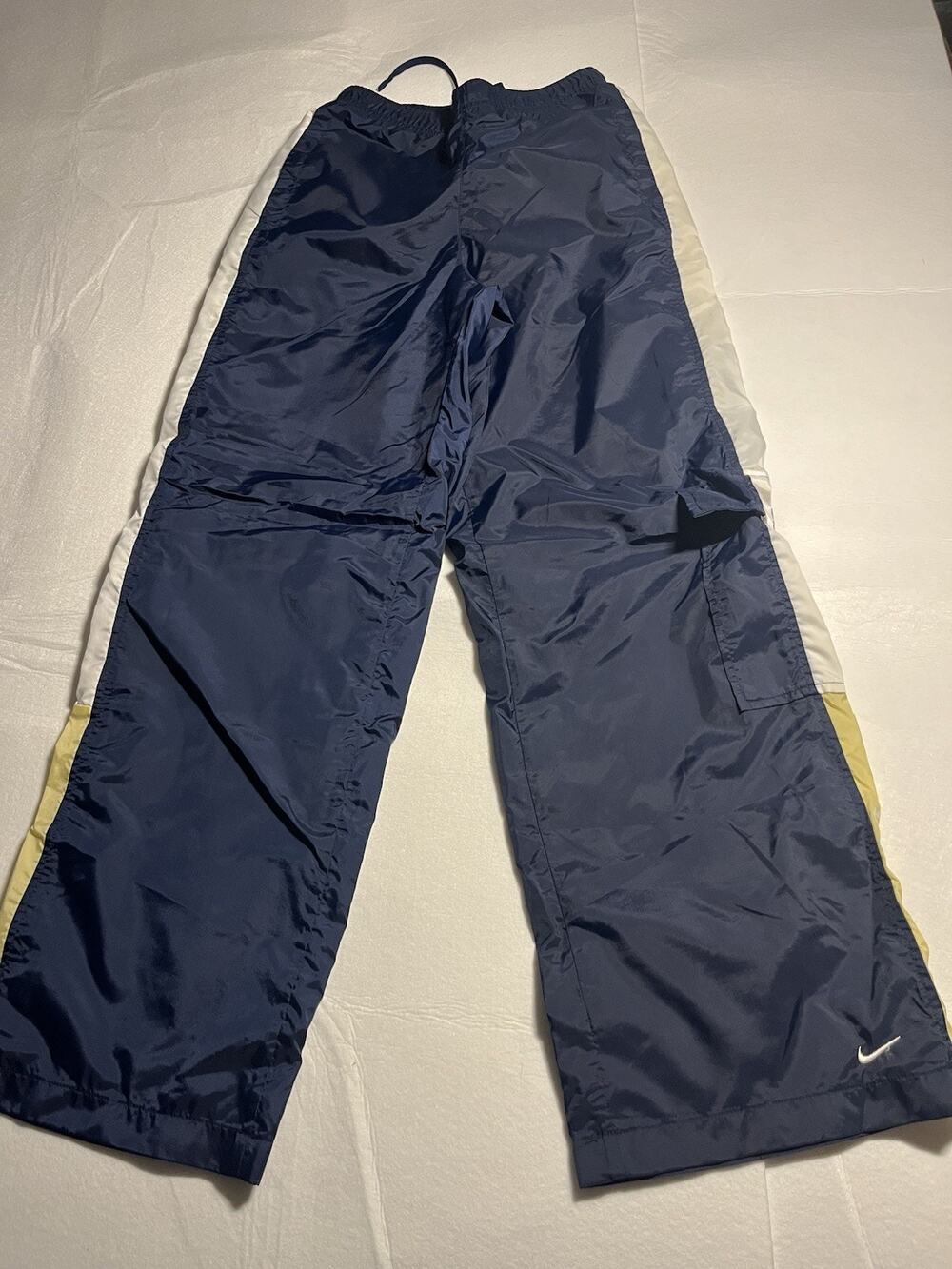 Vintage Nike Team Sports Windbreaker Track Pants Navy Yellow White Mesh Lined